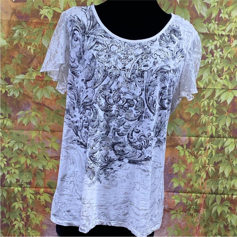 Style & Co Lace Trimmed Top